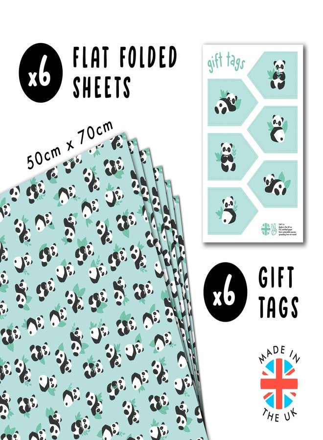 CENTRAL 23 - Green Wrapping Paper - 6 Sheets Gift Wrap - Birthday Pandas - Animals - For Men Women Boys Girls New Baby - Recyclable - Image 2